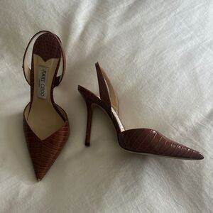 Jimmy Choo Brown Croc-Patterned Heels